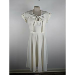VINTAGE | 1970s White Textured Dress 2 Piece XS